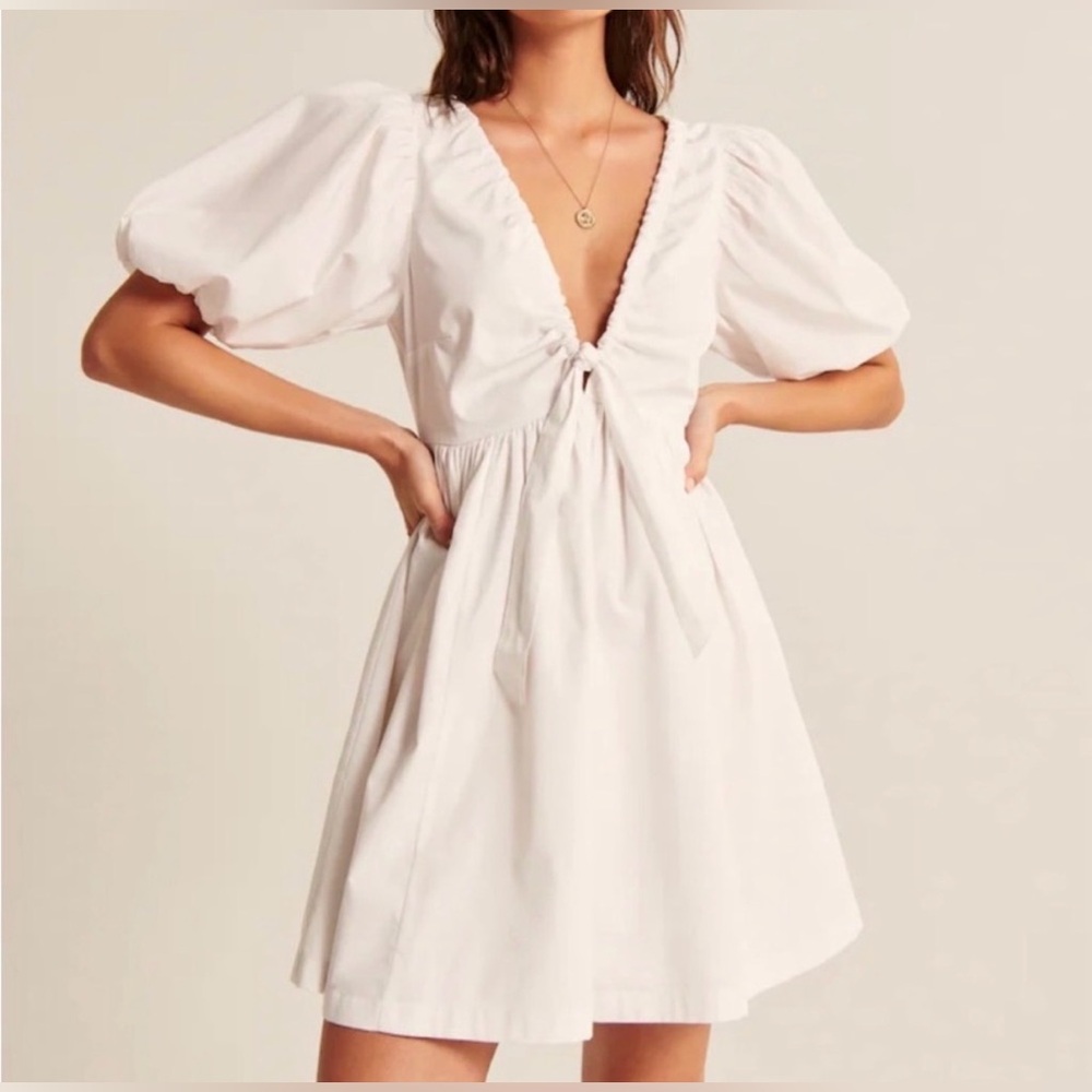 Abercrombie & Fitch Lime Green Cinch Front Poplin Mini Dress